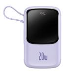 Baterie externa portabila Baseus Qpow Pro Digital Display, 10000 mAh, 20W, Cablu Lightning, Mov 2 - lerato.ro