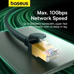 Cablu retea Baseus Fast Network, Cat. 8, Mufat 2xRJ45, Rotund, Lungime 1m, 40Gbps, Negru 13 - lerato.ro