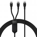 Cablu pentru incarcare si transfer de date Baseus Flash, 3x USB-C, 100W, 1.5m, Negru 2 - lerato.ro