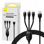 Cablu pentru incarcare si transfer de date Baseus Flash II 3 in 1, USB la USB-C/Lightning/Micro-USB, 66W, 1.2m, Negru 4 - lerato.ro