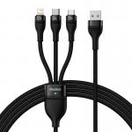 Cablu pentru incarcare si transfer de date Baseus Flash II 3 in 1, USB la USB-C/Lightning/Micro-USB, 66W, 1.2m, Negru 2 - lerato.ro