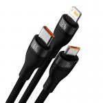 Cablu pentru incarcare si transfer de date Baseus Flash II 3 in 1, USB la USB-C/Lightning/Micro-USB, 66W, 1.2m, Negru 6 - lerato.ro