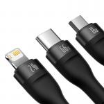 Cablu pentru incarcare si transfer de date Baseus Flash II 3 in 1, USB la USB-C/Lightning/Micro-USB, 66W, 1.2m, Negru 7 - lerato.ro