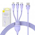 Cablu pentru incarcare si transfer de date Baseus Flash II 3 in 1, USB la USB-C/Lightning/Micro-USB, 66W, 1.2m, Mov 7 - lerato.ro