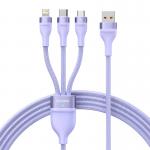 Cablu pentru incarcare si transfer de date Baseus Flash II 3 in 1, USB la USB-C/Lightning/Micro-USB, 66W, 1.2m, Mov 2 - lerato.ro