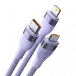 Cablu pentru incarcare si transfer de date Baseus Flash II 3 in 1, USB la USB-C/Lightning/Micro-USB, 66W, 1.2m, Mov 4 - lerato.ro