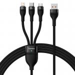 Cablu pentru incarcare si transfer de date Baseus Flash 3 in 1, USB la USB-C/Lightning/Micro-USB, 100W, 1.2m, Negru 2 - lerato.ro