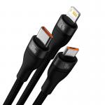 Cablu pentru incarcare si transfer de date Baseus Flash 3 in 1, USB la USB-C/Lightning/Micro-USB, 100W, 1.2m, Negru 8 - lerato.ro