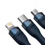 Cablu pentru incarcare si transfer de date Baseus Flash 3 in 1, USB la USB-C/Lightning/Micro-USB, 100W, 1.2m, Albastru 8 - lerato.ro