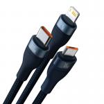 Cablu pentru incarcare si transfer de date Baseus Flash 3 in 1, USB la USB-C/Lightning/Micro-USB, 100W, 1.2m, Albastru 6 - lerato.ro