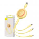 Cablu pentru incarcare si transfer de date 3 in 1 Baseus Bright Mirror 2, USB la USB-C/Lightning/Micro-USB, 3.5A, 1.1m, Galben 6 - lerato.ro