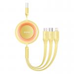 Cablu pentru incarcare si transfer de date 3 in 1 Baseus Bright Mirror 2, USB la USB-C/Lightning/Micro-USB, 3.5A, 1.1m, Galben 2 - lerato.ro
