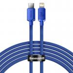 Cablu pentru incarcare si transfer de date Baseus Crystal Shine, USB-C/Lightning, 20W, 2m, Albastru 2 - lerato.ro