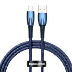 Cablu pentru incarcare si transfer de date Baseus Glimmer, USB/USB-C, 100W, 1m, Albastru 2 - lerato.ro