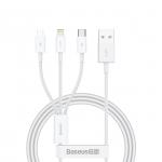 Cablu pentru incarcare si transfer de date Baseus Superior 3 in 1, USB la USB-C/Lightning/Micro-USB, 3.5A, 50cm, Alb 2 - lerato.ro