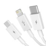 Cablu pentru incarcare si transfer de date Dudao L3E 3 in 1, USB la USB-C/Lightning/Micro-USB, 60W, 1.2m, Negru 4 - lerato.ro
