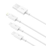 Cablu pentru incarcare si transfer de date Dudao L3E 3 in 1, USB la USB-C/Lightning/Micro-USB, 60W, 1.2m, Negru 8 - lerato.ro