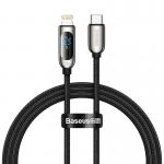 Cablu pentru incarcare si transfer de date Baseus Display, USB-C/Lightning, 20W, 1m, Negru 2 - lerato.ro