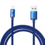 Cablu pentru incarcare si transfer de date Baseus Crystal Shine, USB/Lightning, 2.4A, 2m, Albastru inchis 2 - lerato.ro