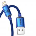 Cablu pentru incarcare si transfer de date Baseus Crystal Shine, USB/Lightning, 2.4A, 2m, Albastru inchis 3 - lerato.ro