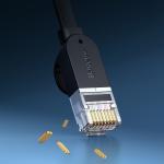Cablu retea Baseus Speed Six Ethernet, Cat. 6, Mufat 2xRJ45, Lungime 15 m, Flat, 1Gbps, Negru
