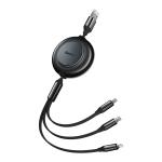Cablu pentru incarcare si transfer de date 3 in 1 Baseus Bright Mirror 2, USB - Micro-USB/Lightning/USB Type-C, 3.5A, 1.1m, Negru 2 - lerato.ro