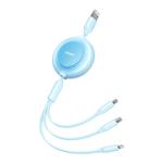 Cablu pentru incarcare si transfer de date 3 in 1 Baseus Bright Mirror 2, USB - Micro-USB/Lightning/USB Type-C, 3.5A, 1.1m, Albastru 2 - lerato.ro