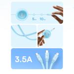 Cablu pentru incarcare si transfer de date 3 in 1 Baseus Bright Mirror 2, USB - Micro-USB/Lightning/USB Type-C, 3.5A, 1.1m, Albastru 12 - lerato.ro