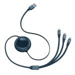 Cablu pentru incarcare si transfer de date Baseus Bright Mirror 3 in 1, Micro-USB/Lightning/USB Type-C, 3.5A, 1.2m, Albastru