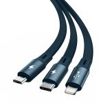 Cablu pentru incarcare si transfer de date Baseus Bright Mirror 3 in 1, Micro-USB/Lightning/USB Type-C, 3.5A, 1.2m, Albastru