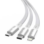 Cablu pentru incarcare si transfer de date Baseus Bright Mirror 3 in 1, Micro-USB/Lightning/USB Type-C, 3.5A, 1.2m, Alb 6 - lerato.ro