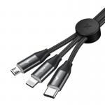 Cablu pentru incarcare si transfer de date Baseus Car Co-sharing 3 in 1, USB Type-C/Lightning/Micro-USB, 3.5A, 1m, Negru 7 - lerato.ro