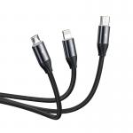 Cablu pentru incarcare si transfer de date Baseus Car Co-sharing 3 in 1, USB Type-C/Lightning/Micro-USB, 3.5A, 1m, Negru 4 - lerato.ro