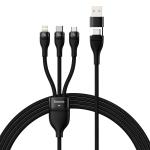 Cablu pentru incarcare si transfer de date Baseus Flash Series II 3 in 1, USB/USB-C - USB Type-C/Lightning/Micro-USB, 100W, 1.2m, Negru 2 - lerato.ro