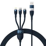 Cablu pentru incarcare si transfer de date Baseus Flash Series II 3 in 1, USB/USB-C - USB Type-C/Lightning/Micro-USB, 100W, 1.2m, Albastru 2 - lerato.ro
