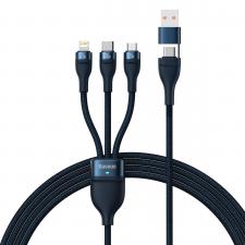 Cablu pentru incarcare si transfer de date Baseus Flash Series II 3 in 1, USB/USB-C - USB Type-C/Lightning/Micro-USB, 100W, 1.2m, Albastru