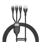 Cablu pentru incarcare si transfer de date Baseus Flash Series 3 in 1, USB Type-C/Lightning/Micro-USB, LED, 40W, 5A, 1.2m, Negru 2 - lerato.ro