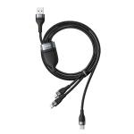 Cablu pentru incarcare si transfer de date Baseus Flash Series 3 in 1, USB Type-C/Lightning/Micro-USB, LED, 40W, 5A, 1.2m, Negru