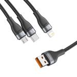 Cablu pentru incarcare si transfer de date Baseus Flash Series 3 in 1, USB Type-C/Lightning/Micro-USB, LED, 40W, 5A, 1.2m, Negru 4 - lerato.ro