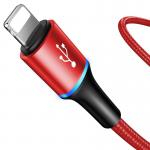 Cablu pentru incarcare si transfer de date Baseus Halo 3 in 1, Micro-USB/Lightning/USB Type-C, LED, 3.5A, 1.2m, Rosu 7 - lerato.ro