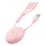 Cablu pentru incarcare si transfer de date Baseus Let's Go Little Reunion, Lightning/USB Type-C/Micro-USB, 3A, 85cm, Roz/Transparent 6 - lerato.ro