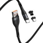 Cablu pentru incarcare si transfer de date Baseus 3 in 1 Magnetic Zinc, LED, USB Type-C/Micro-USB/Lightning, 5A, 1m, Negru 7 - lerato.ro