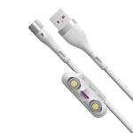 Cablu pentru incarcare si transfer de date Baseus 3 in 1 Magnetic Zinc, LED, USB Type-C/Micro-USB/Lightning, 5A, 1m, Alb