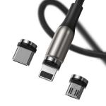 Cablu pentru incarcare si transfer de date Baseus Magnetic Zinc, USB Type-C/Micro-USB/Lightning, 2A, 2m, Negru 4 - lerato.ro