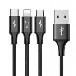 Cablu pentru incarcare si transfer de date Baseus Rapid 3 in 1, USB Type-C/Lightning/Micro-USB, 3A, 1.2m, Negru 8 - lerato.ro