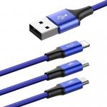 Cablu pentru incarcare si transfer de date Baseus Rapid 3 in 1, USB Type-C/Lightning/Micro-USB, 3A, 1.2m, Albastru 5 - lerato.ro