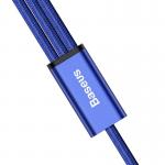 Cablu pentru incarcare si transfer de date Baseus Rapid 3 in 1, USB Type-C/Lightning/Micro-USB, 3A, 1.2m, Albastru