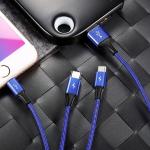 Cablu pentru incarcare si transfer de date Baseus Rapid 3 in 1, USB Type-C/Lightning/Micro-USB, 3A, 1.2m, Albastru 8 - lerato.ro