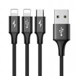 Cablu pentru incarcare si transfer de date Baseus Rapid 3 in 1, 2x Lightning/Micro-USB, 3A, 1.2m, Negru 9 - lerato.ro