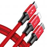 Cablu pentru incarcare si transfer de date Baseus Rapid 3 in 1, USB Type-C/Lightning/Micro-USB, 3A, 1.2m, Rosu 8 - lerato.ro